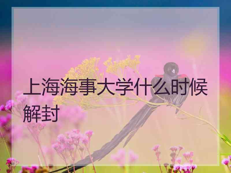 上海海事大学什么时候解封