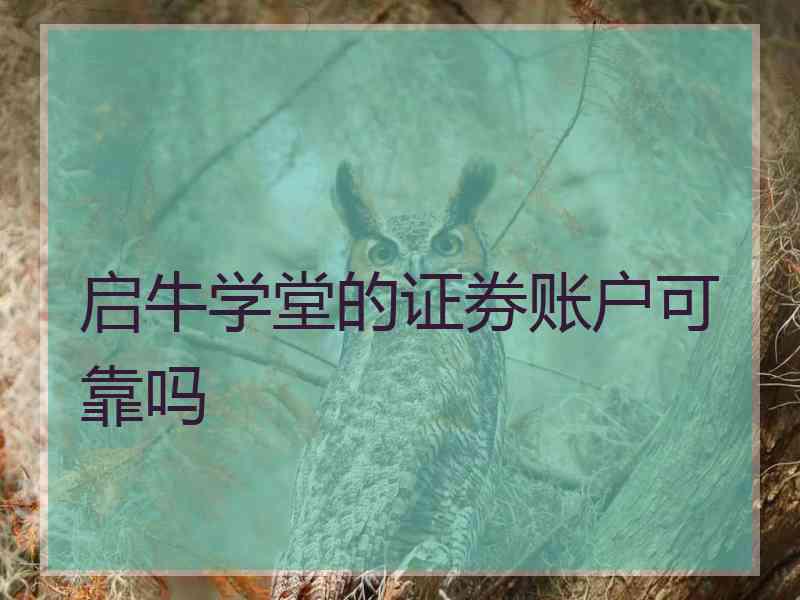 启牛学堂的证券账户可靠吗