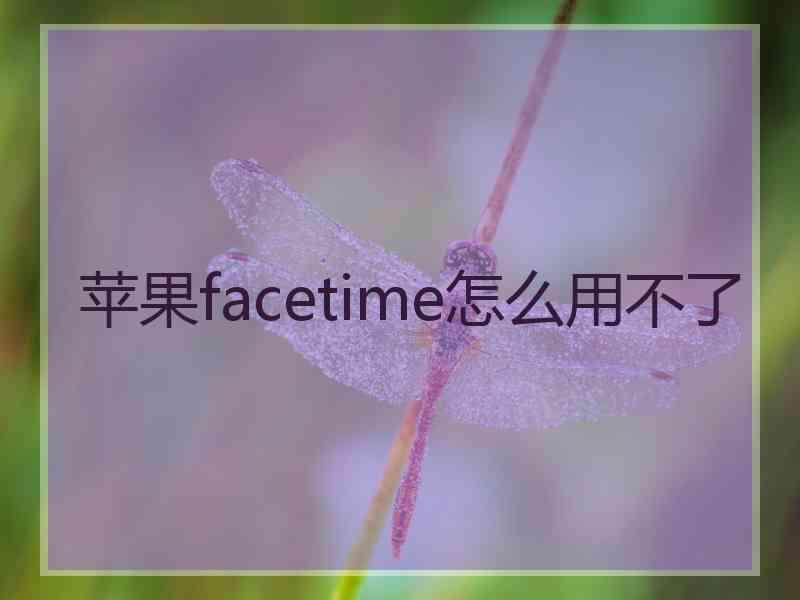 苹果facetime怎么用不了