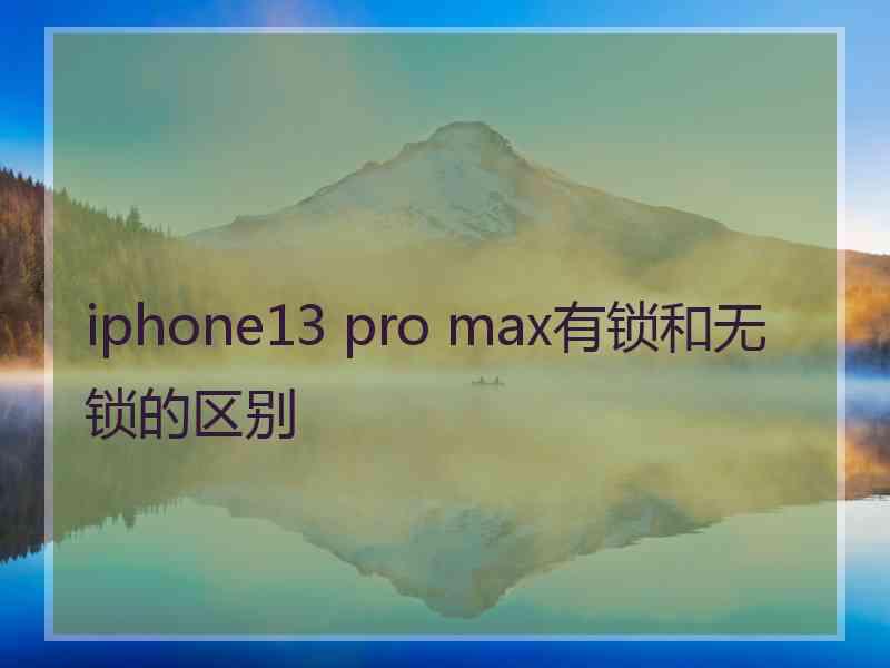 iphone13 pro max有锁和无锁的区别