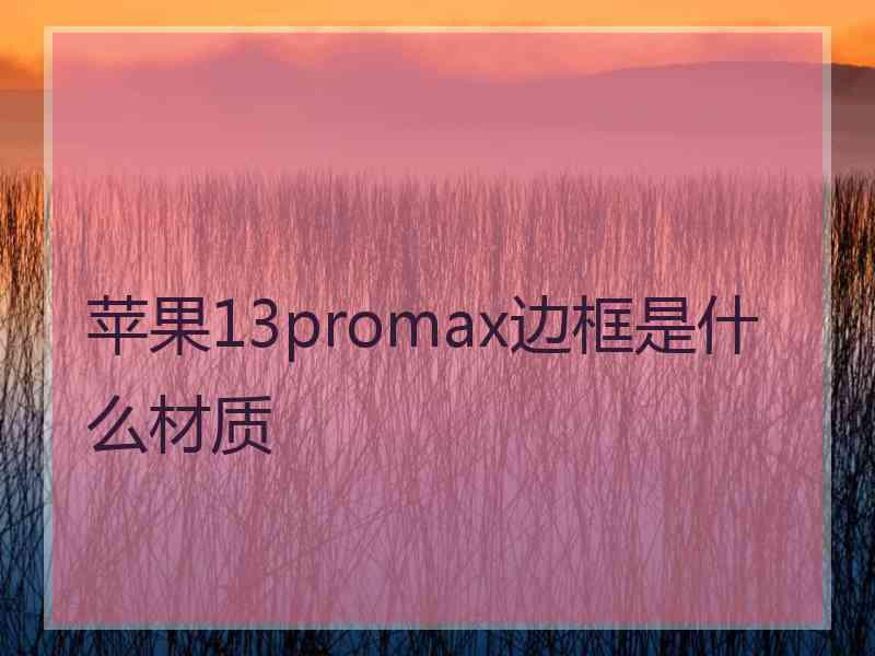 苹果13promax边框是什么材质