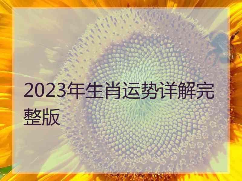 2023年生肖运势详解完整版