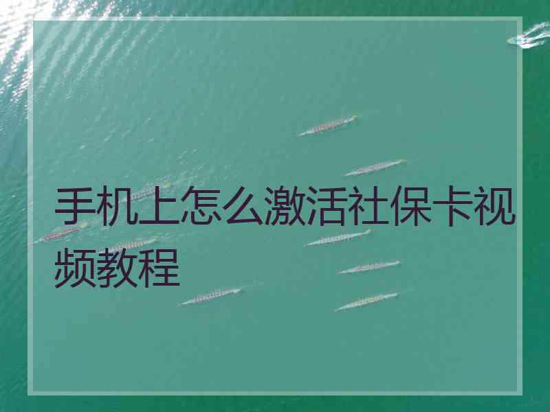 手机上怎么激活社保卡视频教程