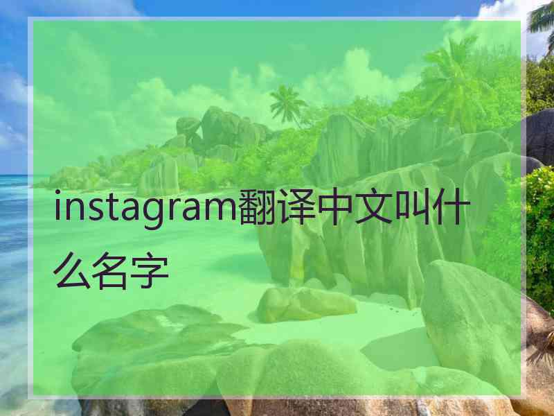 instagram翻译中文叫什么名字