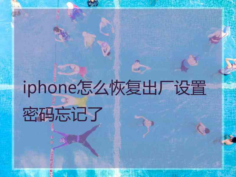 iphone怎么恢复出厂设置密码忘记了