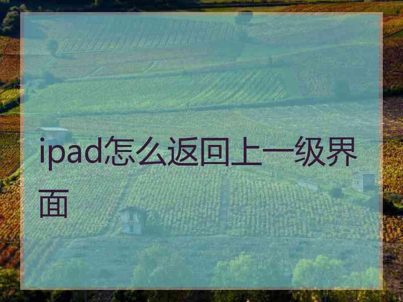 ipad怎么返回上一级界面