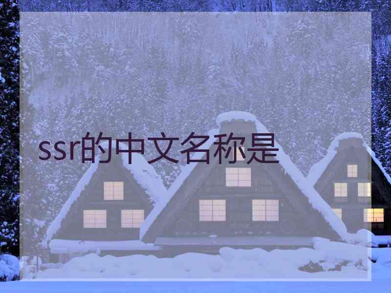 ssr的中文名称是