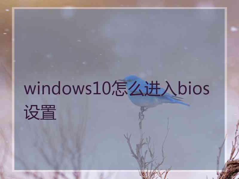 windows10怎么进入bios设置