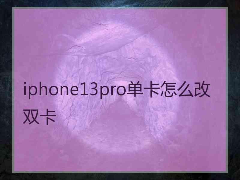 iphone13pro单卡怎么改双卡