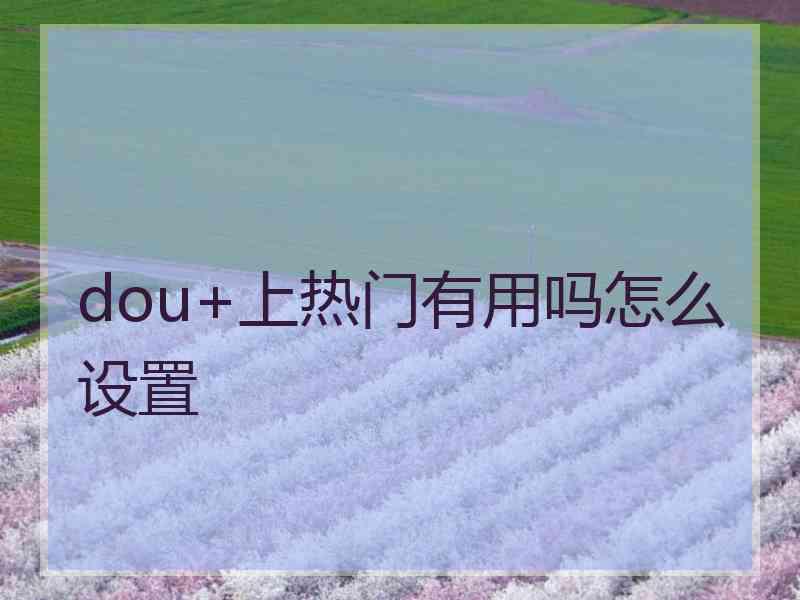 dou+上热门有用吗怎么设置