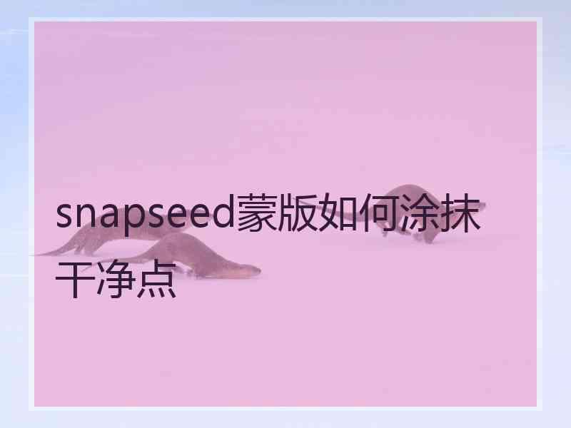 snapseed蒙版如何涂抹干净点