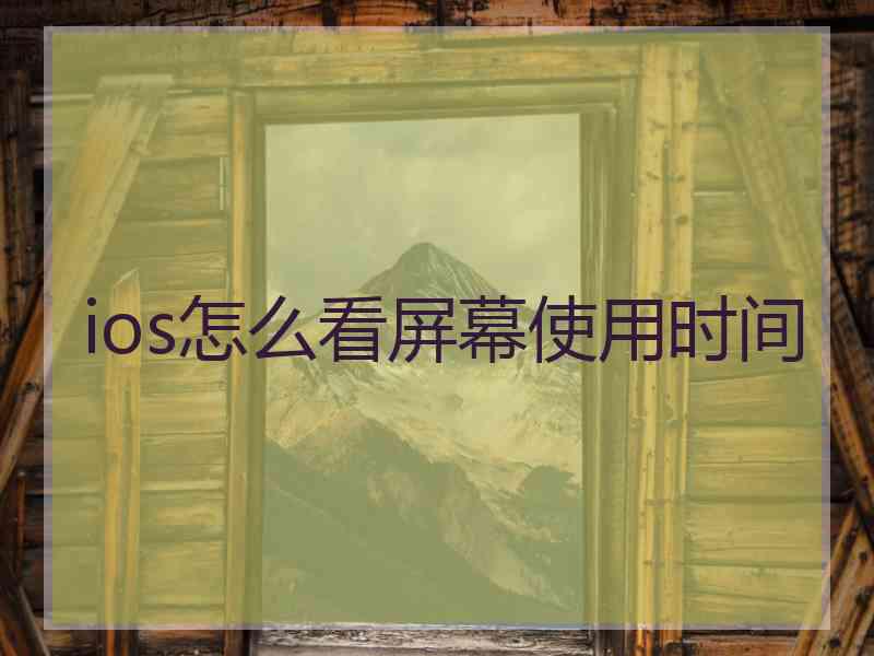 ios怎么看屏幕使用时间