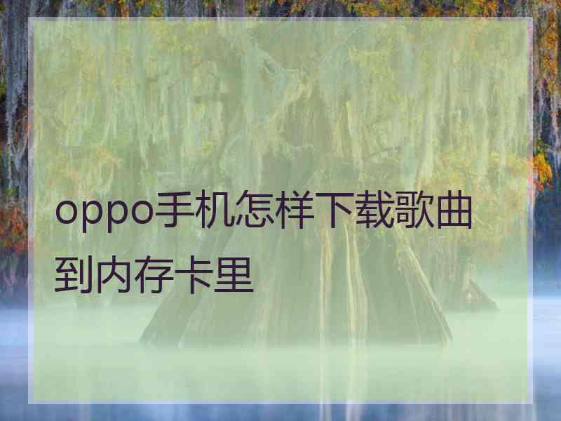 oppo手机怎样下载歌曲到内存卡里