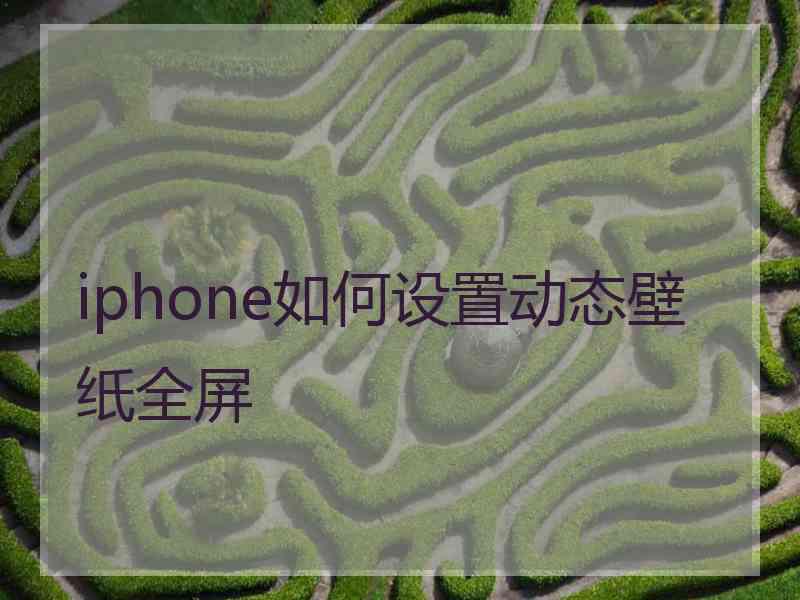 iphone如何设置动态壁纸全屏