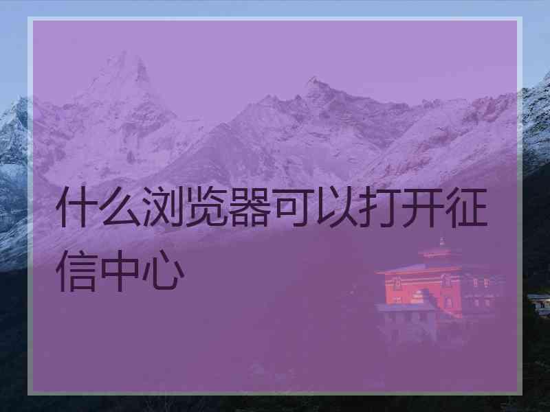 什么浏览器可以打开征信中心