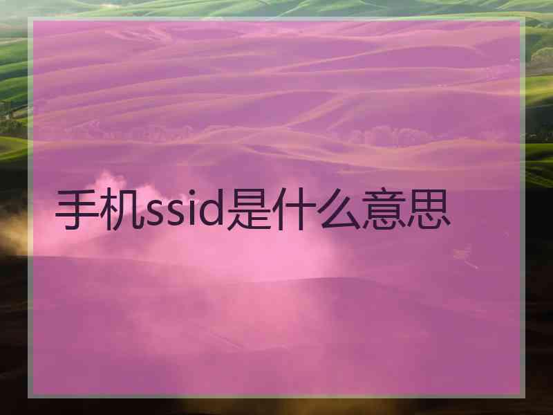 手机ssid是什么意思