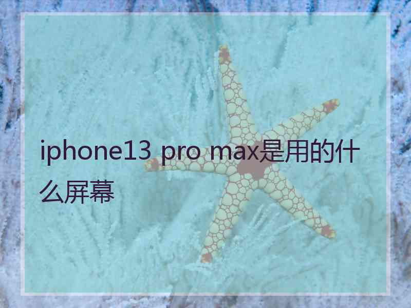 iphone13 pro max是用的什么屏幕