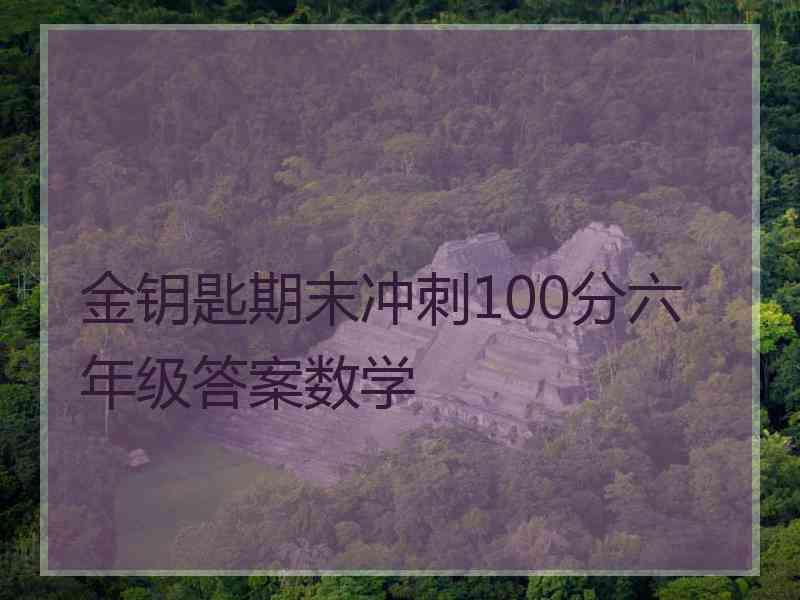 金钥匙期末冲刺100分六年级答案数学