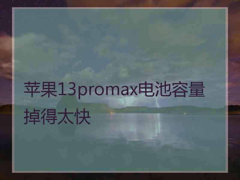 苹果13promax电池容量掉得太快