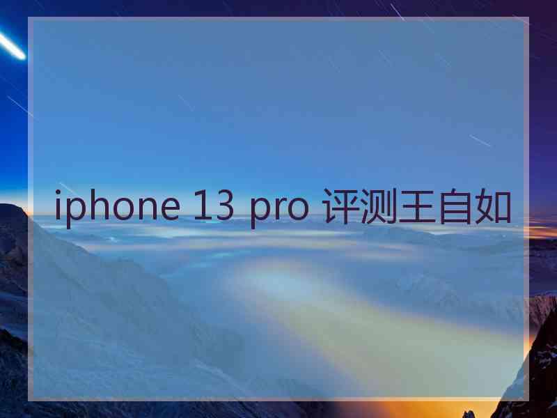 iphone 13 pro 评测王自如