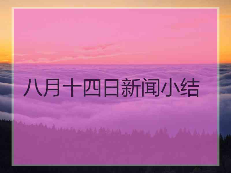 八月十四日新闻小结