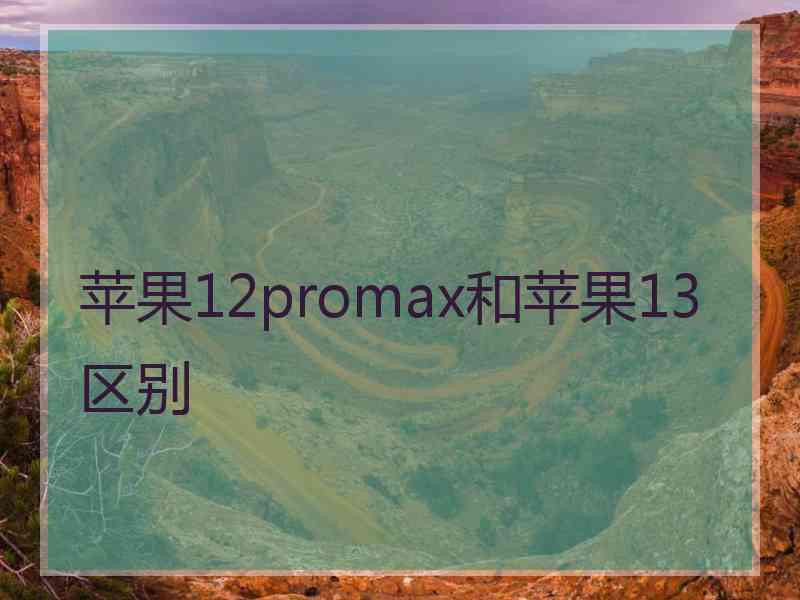 苹果12promax和苹果13区别