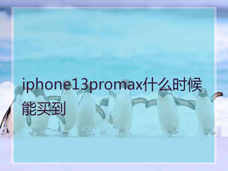 iphone13promax什么时候能买到