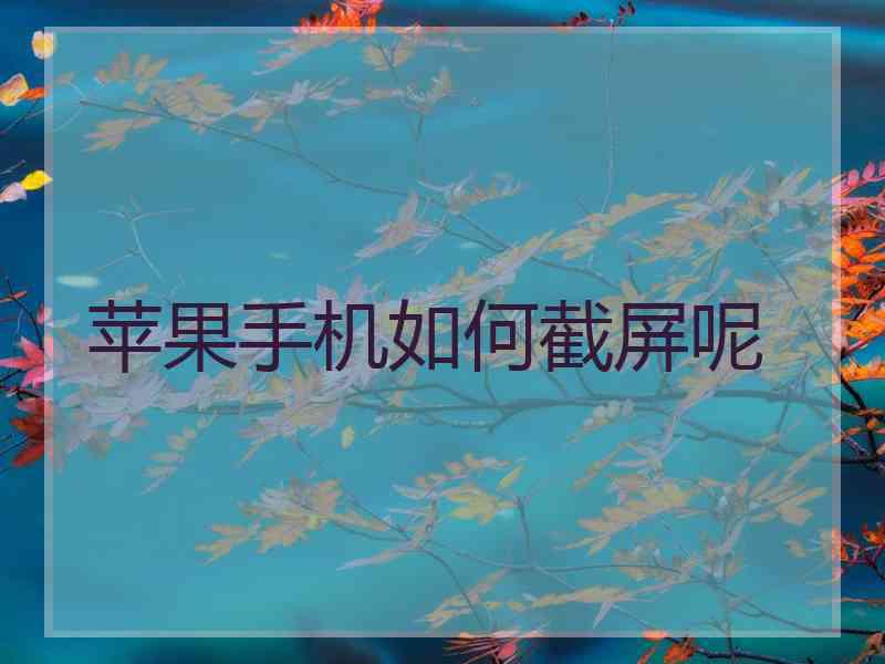 苹果手机如何截屏呢