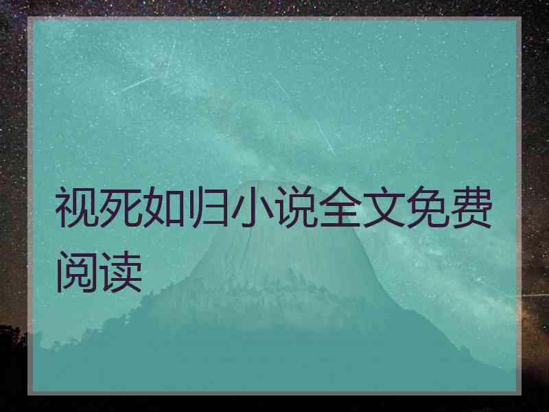 视死如归小说全文免费阅读