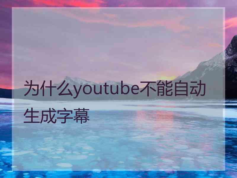 为什么youtube不能自动生成字幕