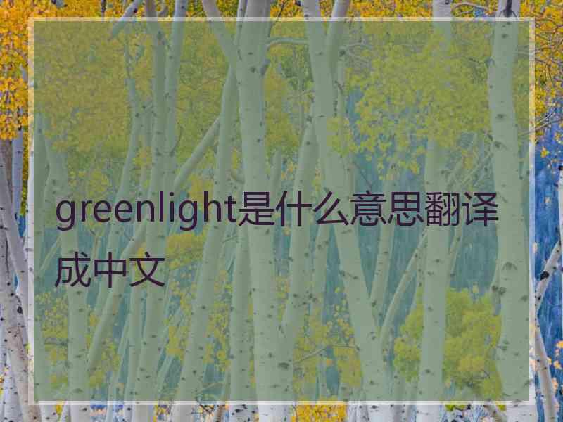 greenlight是什么意思翻译成中文