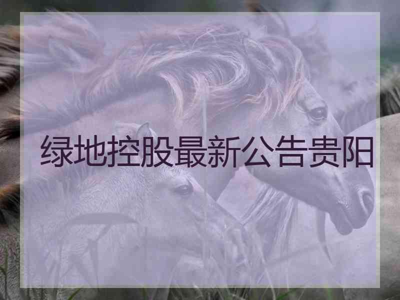 绿地控股最新公告贵阳