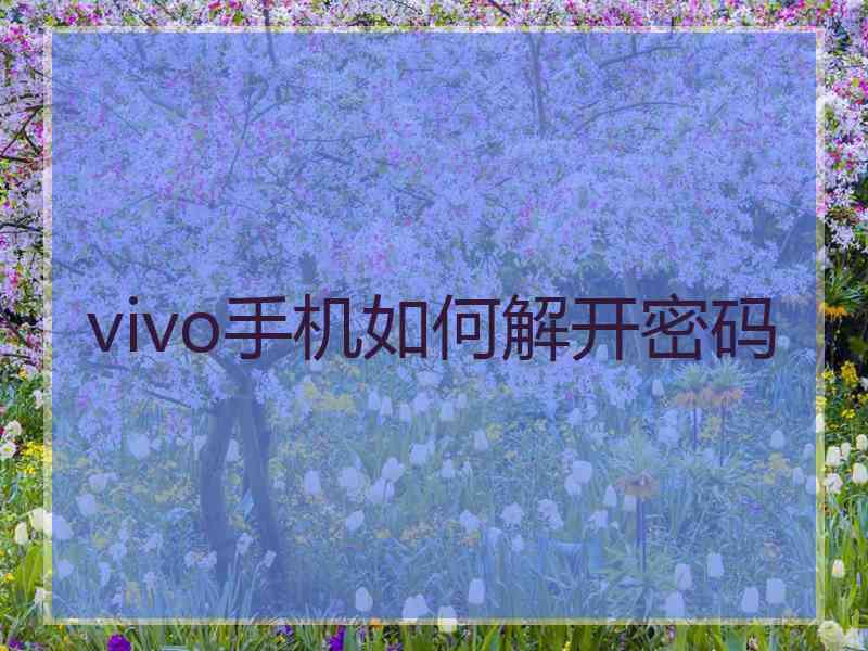 vivo手机如何解开密码