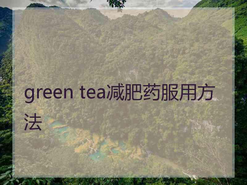 green tea减肥药服用方法