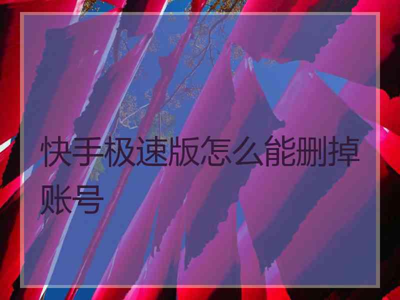 快手极速版怎么能删掉账号