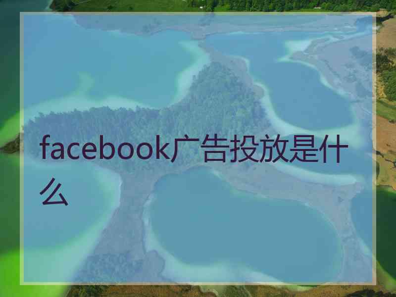 facebook广告投放是什么