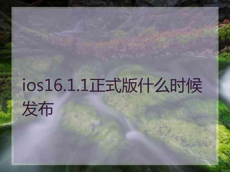 ios16.1.1正式版什么时候发布