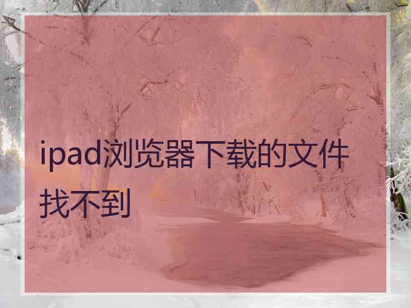 ipad浏览器下载的文件找不到