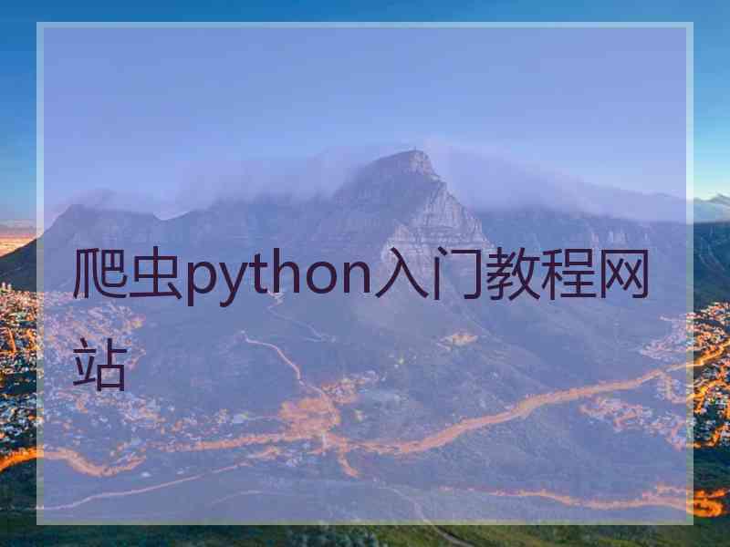 爬虫python入门教程网站