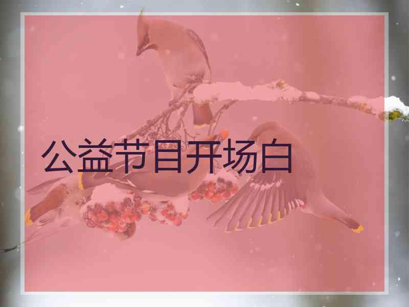 公益节目开场白