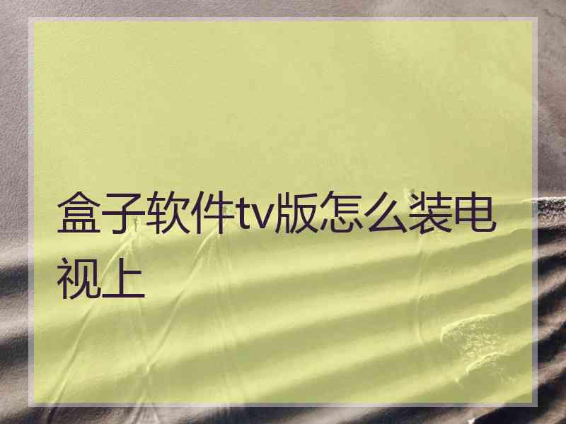 盒子软件tv版怎么装电视上