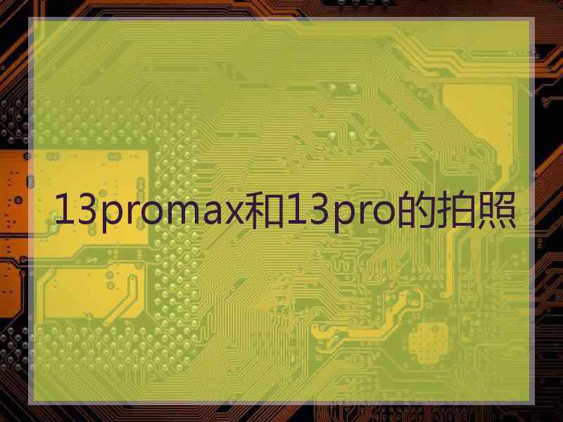 13promax和13pro的拍照