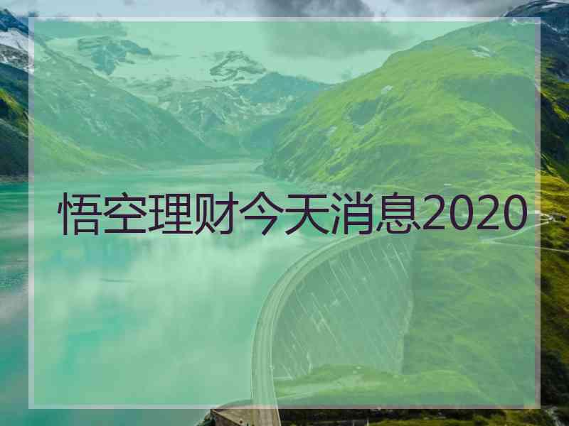 悟空理财今天消息2020