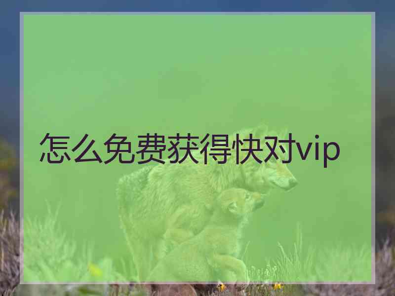 怎么免费获得快对vip