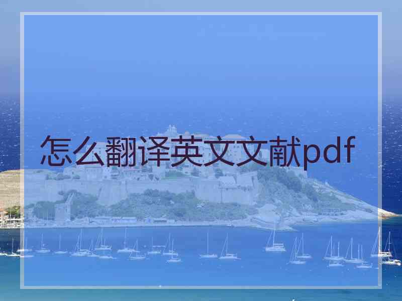 怎么翻译英文文献pdf