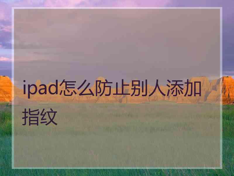 ipad怎么防止别人添加指纹