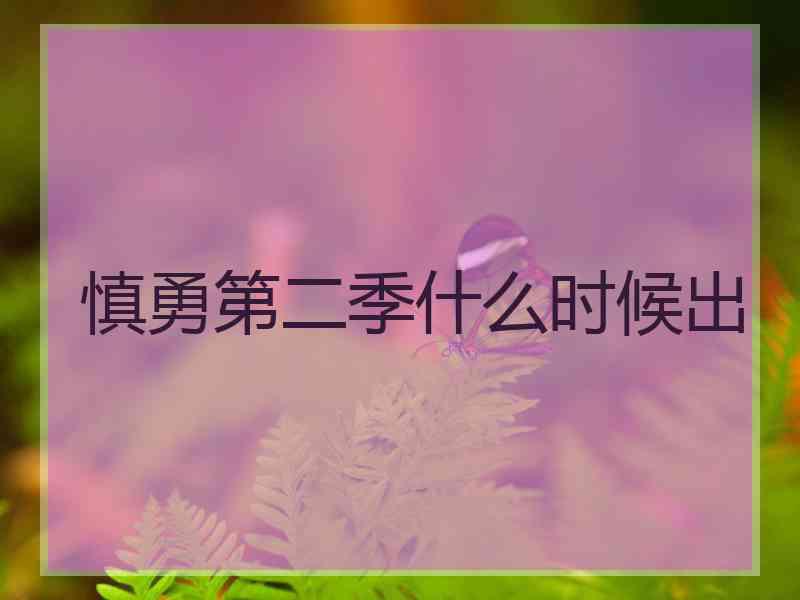 慎勇第二季什么时候出