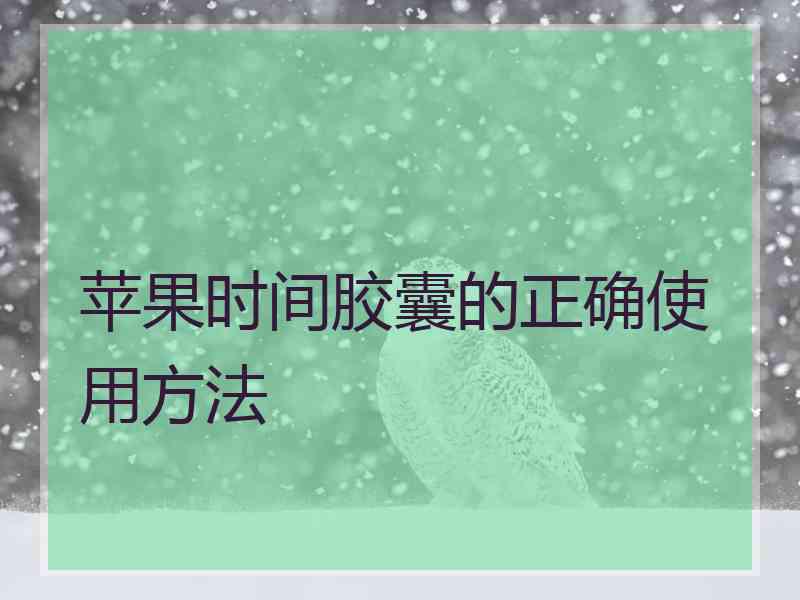 苹果时间胶囊的正确使用方法