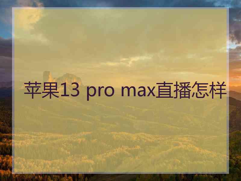 苹果13 pro max直播怎样