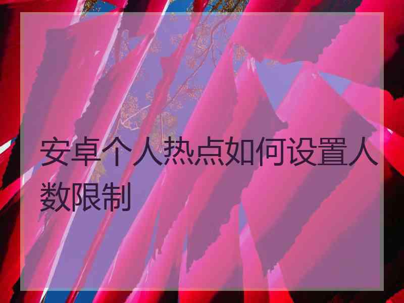 安卓个人热点如何设置人数限制